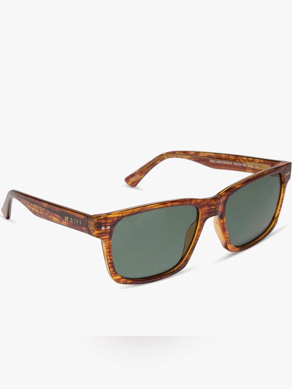 NWT DIFF Eyewear Marco 56mm Sunglasses Whiskey Fade Polarized Men's Retro Square